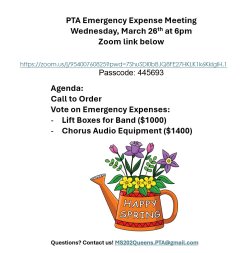 Emergency PTA Meeting Flyer watering can with flowers image